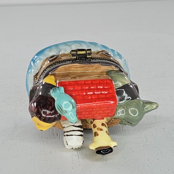 Vintage Noahs Ark Animal Trinket Box Ceramic Keepsake Lion Elephant Giraffe Bird - Picture 7 of 8